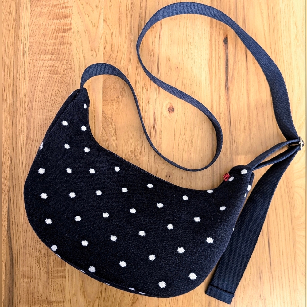 Navy Polka Dot Upcycled Sweater Bag